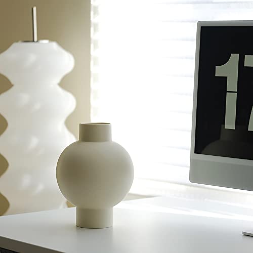 Classic Lantern Flower Vase, Round Spherical Large Capacity, 9" × 7", Matte Crème #TOP4