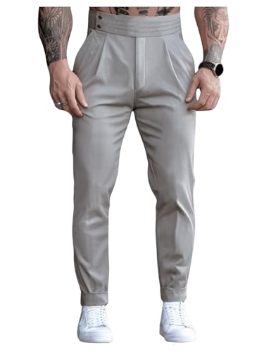 Floerns Men's Classic Fit Dress Pants Plicated Pleated Zipper Performance Suit Pants3