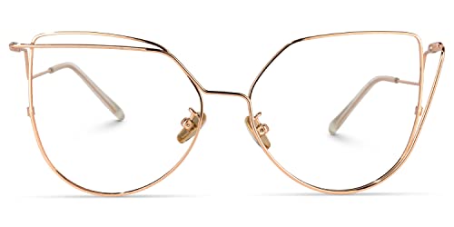 Zeelool Hea ZOM896869 Brillenrahmen mit nicht verschreibungspflichtigen klaren Gläsern, Gold, Large Cover