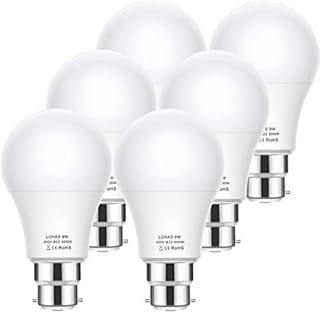 B22 Bayonet LED Light Bulb, LOHAS 9W B22 LED Bulb Warm White 3000K, Equivalent to 60W Bayonet Light Bulb, B22 LED Light Bulb 820LM, Energy Saving Light Bulbs, BC LED Light Bulb, Non Dimmable, 6 Pack