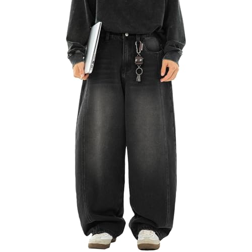 Men's Baggy Hip Hop Jeans Y2k Wide Leg Skater Denim Pants Casual Oversized Straight Leg Trousers Streetwear