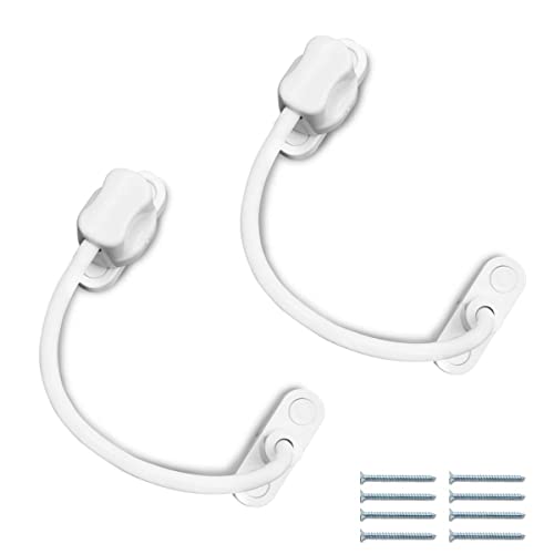 Bwintech 2 usd de restricción de ventana sin llave blanca, bloqueo de cable de seguridad de ventana UPVC, limita los espacios abiertos para mantener a los niños seguros y evitar lesiones y robos Cover