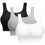 SIMIYA Sports Bra Women Seamless Crop Bra Top Comfort Bra with Removable Pads - Perfect for Everyday Wear(02style-Black+White+Grey,M)