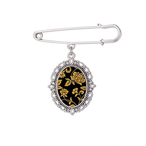 Broche pivoine style chinois M pour sublimer un vêtement uni sans abîmer le tissu