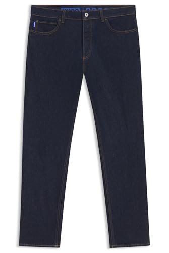 HUGO Mens Brody Dark-Blue Tapered-fit Jeans in Stretch Denim