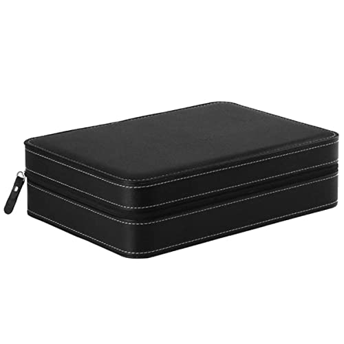 Boîte de rangement en cuir PU pour montre noire avec fermeture éclair YZCIS