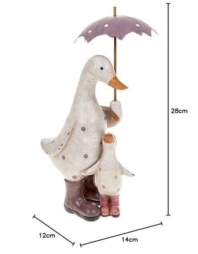 Shudehill Giftware Canard et bébé avec Parapluie Rose et Lilas à Pois