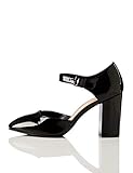  find. Block Heel Square Toe Merceditas, Negro Black, 40 EU