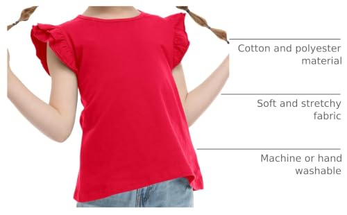 Image of Arshiner Girls Shirts Ruffle Short Sleeve Summer Cute Casual Crewneck Tops Blouse Tee