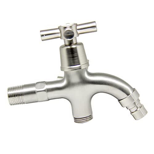 Torneira Lavanderia Tanque 2 Saídas Aço Inox 304 Escovado