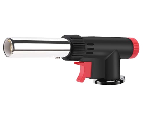 CORKAS Butane Torch Head, Professional Kitchen Cooking Torch with Adjustable Flame, Culinary & Grilling Blow Torch Lighter for Desserts, Creme Brulee, Soldering, BBQ, Baking- Black (Fuel Not Included)