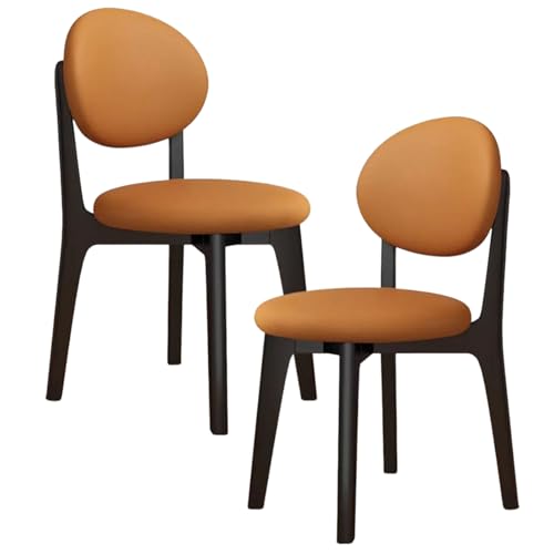 Chaise de salle à manger rustique haut de gamme siege rond velours orange lot 2
