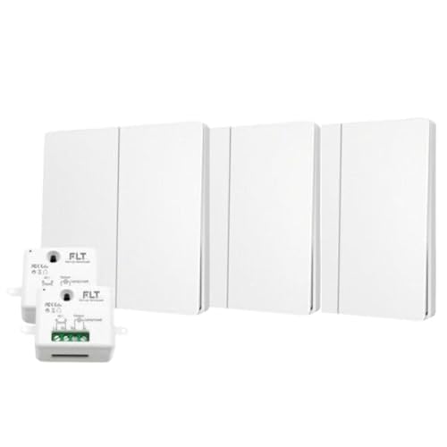 Interrupteur sans fil et sans pile Auto alimenté - Écologique - Qualité Pro - Va et vient RF 3 télécommande double allumage + 2 relais radio encastrable - Longue Distance - Intérieur Extérieur IP64