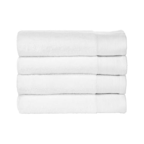 Nate Home by Nate Berkus 100% Cotton Terry 4-Piece Hand Towel Set - Ultra Soft, Thick and Absorbent Towels for Bathroom from mDesign - 4 Pack - Snow (White) Cover