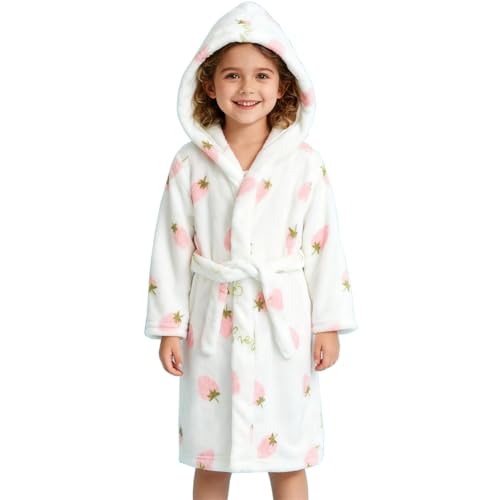 Image of Boys Girls Bathrobes,Toddler Boy Girl Robes,Children's Plush Soft Coral Fleece Hooded Pajamas Sleepwear for Kids
