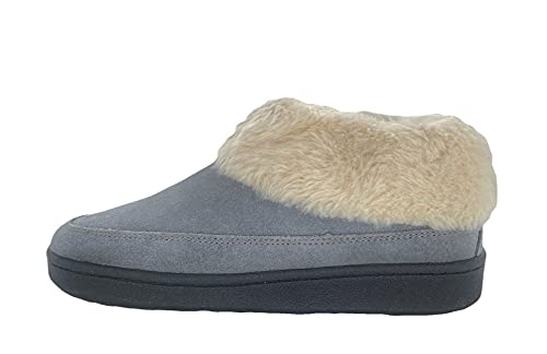 Clarks Womens Slipper Suede Ankle Bootie JMH1883 -Plush Faux Fur Collar and Lining - Indoor Outdoor House Slippers For Women (9 M US, Pewter)2