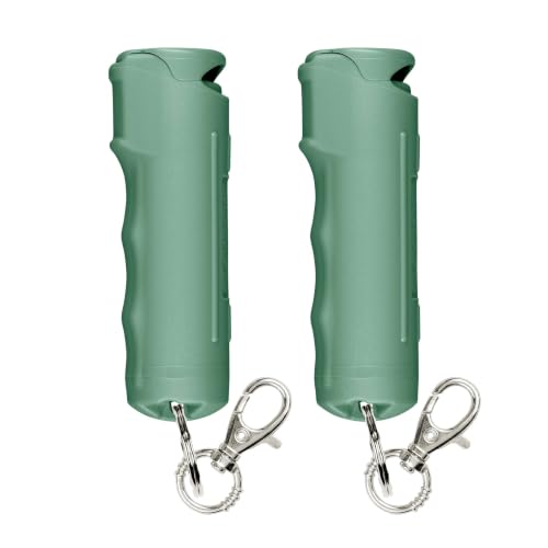 Image of SABRE Pepper Spray with Fast Flip Top Safety & Snap‑Clip Keychain for Self Defense - Maximum Police Strength OC with UV Marking Dye, Finger Grip, 10‑Sec. Spray, 14-ft Range, Made in USA, 0.54 fl oz