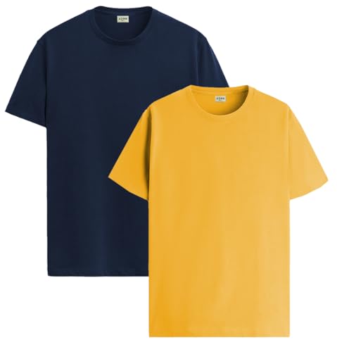 Image of ADRO Men's Cotton Regular Fit Combo Plain Solid T-Shirt Pack of 2