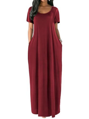 Image of Nimsruc Women Summer Long Dress Casual Sexy Short Sleeve Loose Maxi Dresses for Women 2025