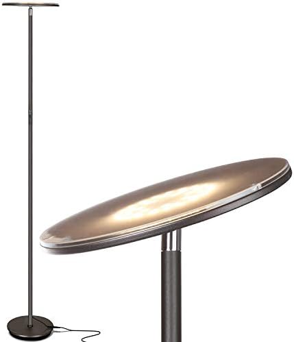 Brightech Sky LED Floor lamp, Torchiere Super Bright Floor Lamp for Living Rooms & Offices - Dimmable, Tall Standing Lamp for Bedroom Reading - Bronze