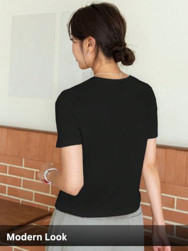 Image of Leriya Fashion Women's Waffle Knit T-Shirt - Short Sleeve Lightweight Summer Top| Soft Breathable Crew Neck Casual Tee for Office, Travel, Vacation & Daily