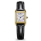 Rotary Orologio da donna Heritage Astoria con cinturino in pelle nera in acciaio inox placcato oro madreperla