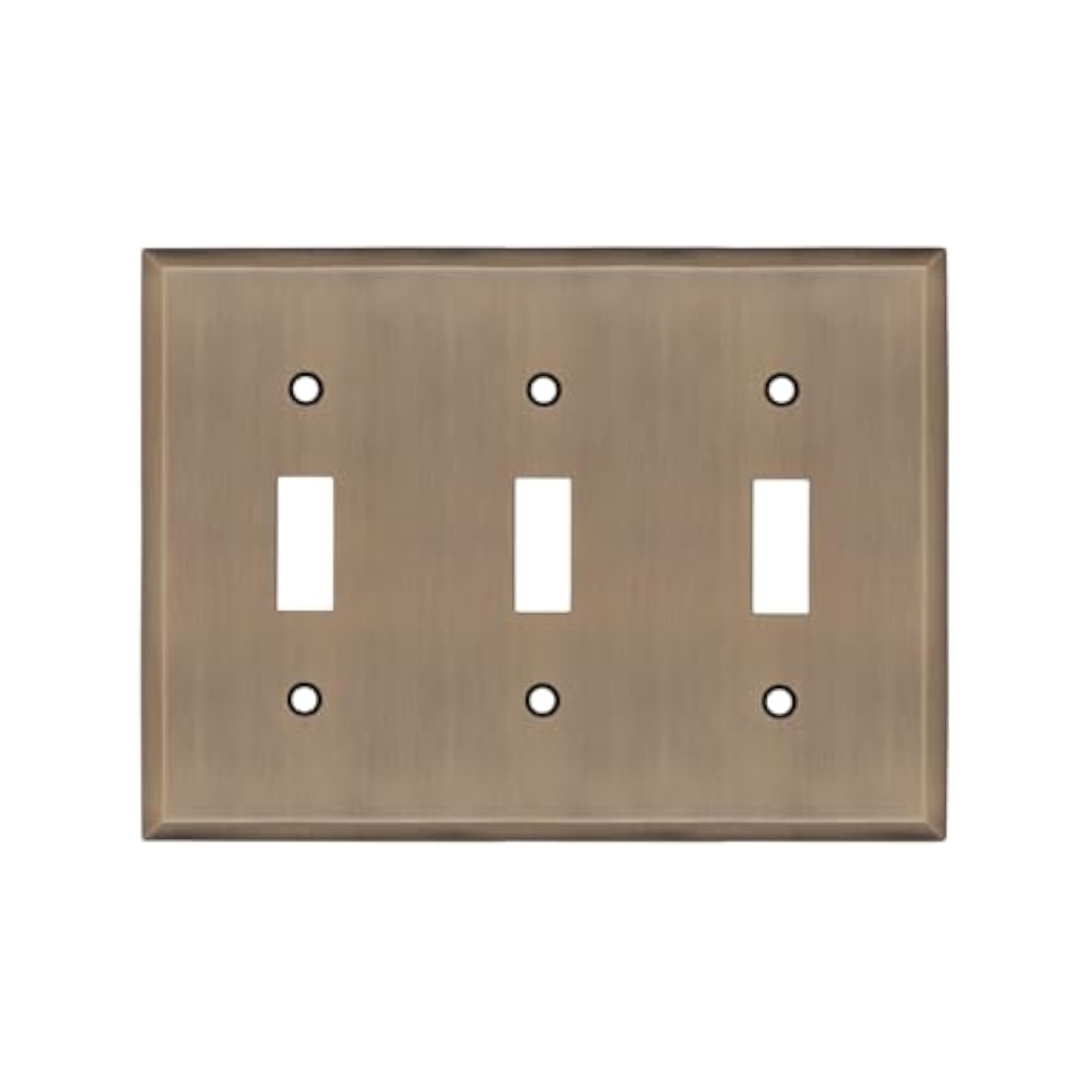 Antique Brass Triple Toggle Switch Plate Cover