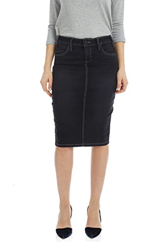 ESTEEZ Jean Pencil Skirt for Women Knee Length Miami Black Stonewash 2