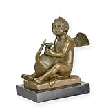 Articolo: decorazione aubaho Scultura in bronzo di un lira che gioca Putto Replica Retro Design Decorazione