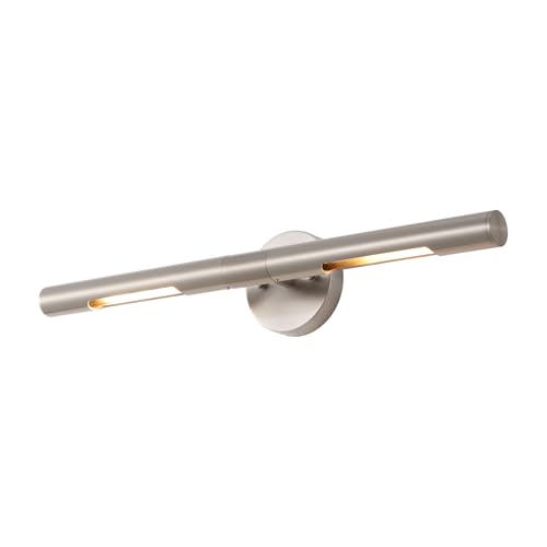 Image of Brushed Nickel Picture Light 24 inches Modern Wall Sconce with Cylinder Metal Shades Rotatable 360Indoor Wall Lighting Fixture Bathroom Vanity Light Bedroom Living Room