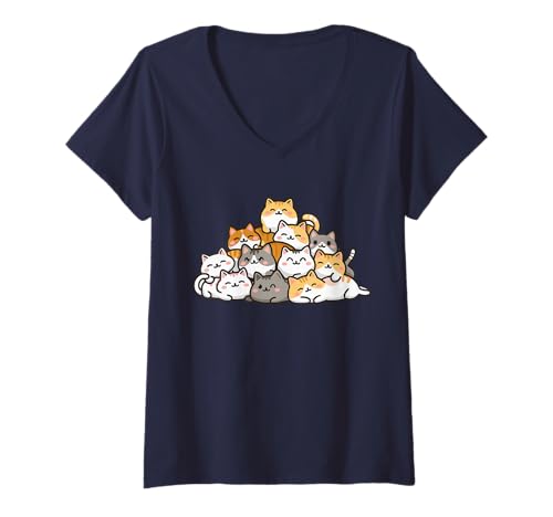 Womens Cute Stack of Kittens Funny Cat Lovers for Women, kids V-Neck T-Shirt
