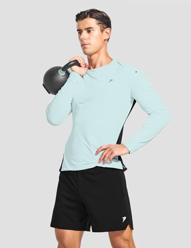 DEMOZU Men's Long Sleeve Workout Athletic Shirts Quick Dry Running Hiking Rash Guard Swim Shirts Slim Fit4