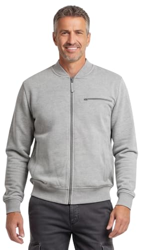 Turtle Bay New York Men’s Zip-Up Baseball Fleece Jacket – Lightweight Cotton Blend Casual Outerwear Heather Grey/M