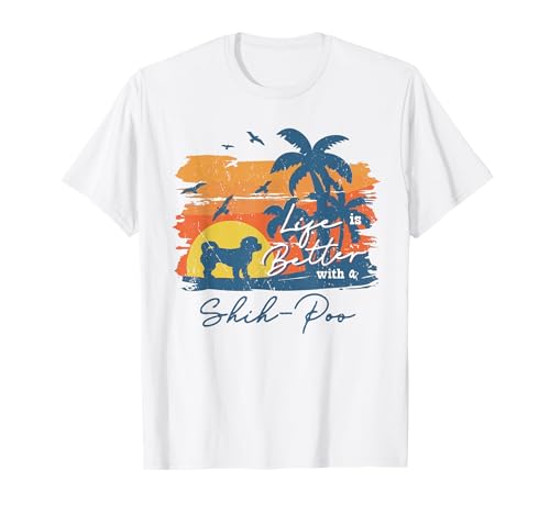 Shih-Poo Life is Better Vintage Sunset T-Shirt