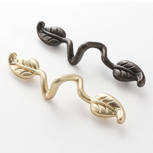 Poignées de tiroir feuille vintage en alliage de zinc bronze haute résistance - 7