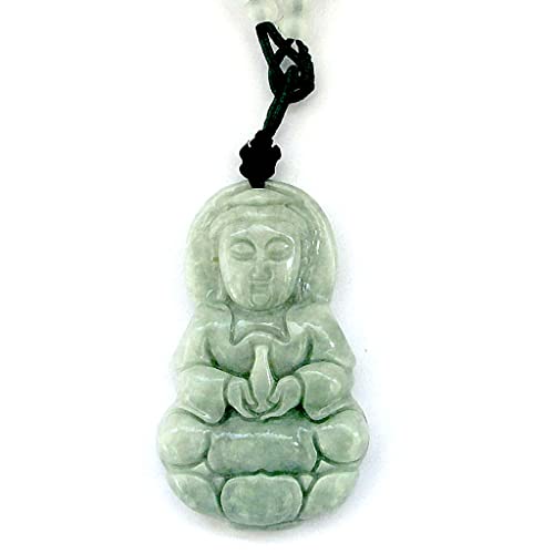 ovalbuy Jadeite Jade Tibetan Buddhist Mercy Kwan-yin Amulet Pendant