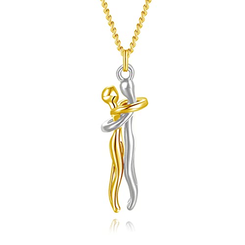 CERSLIMO Collier câlin pour couple, petit ami, petite amie | Collier avec pendentif câlin de 2,5 cm pour cadeau de Saint-Valentin