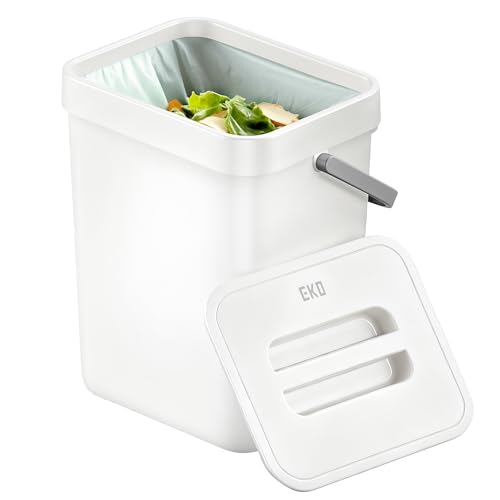 EKO Puro Hanging Caddy,Wall Mountable or Hanging Bin for Compostable Waste,Perfect for Kitchen & Home, 3 Litre (White)