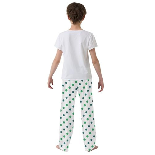 ZZKKO Green Polka Dot Boys Pants for Kids Jogger Pants with Pockets S-XL3