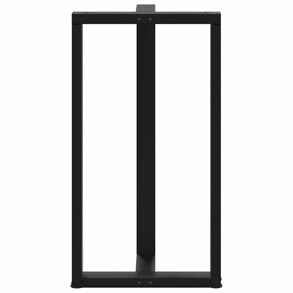 Patas de mesa modernas para tableros de mesa individuales: 2 patas de mesa de bar en forma de T con recubrimiento en polvo estables de acero en negro con patas de nivelación ajustables