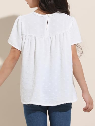 Image of Girl Cute Short Sleeve Shirts Casual Chiffon Blouses Flowy Hem Boho Tunic Tops 4-12 Years