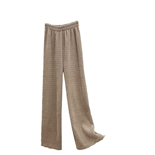 Pantalon chaud en tricot femme hiver taille haute jambe large ample XXXL