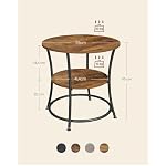 VASAGLE Beistelltisch, Couchtisch rund, Sofatisch, 2 Ablagen, Wohnzimmer, Schlafzimmer, einfacher Aufbau, Stahlrahmen, Industrie-Design, vintagebraun-tintenschwarz LET56BX – Bild 3