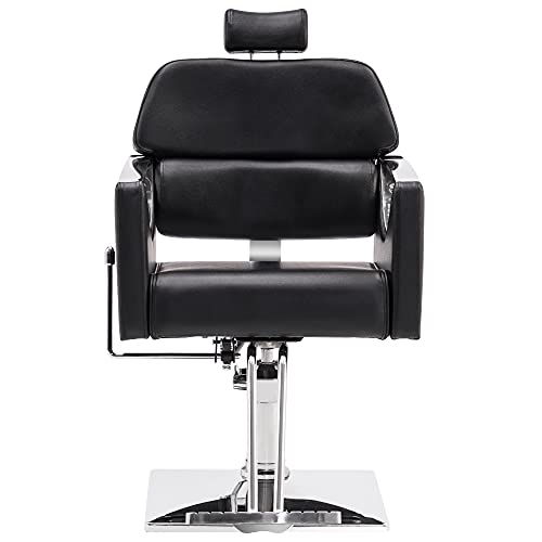 Barberpub Classic Recliner Barber Chair Heavy Duty Hair Spa Salon Styling Beauty Equipment 3126 (Black) #TOP7