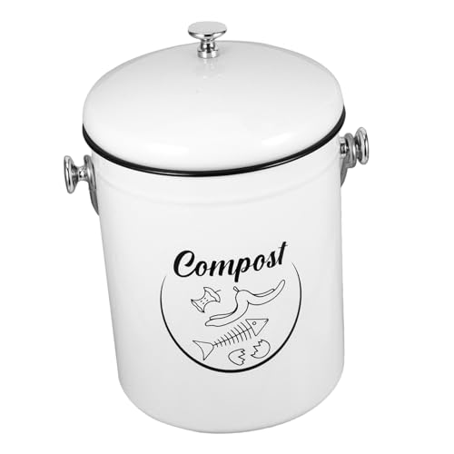 HAKIDZEL Large Iron Kitchen Compost Bin with Lid