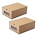 Cabilock 2 Piezas Engrosan La Caja de Zapatos del Cajón de Papel Caja de Zapatos Transparente a Prueba de Polvo (Estilo Transparente de Color Caqui 35X23. 5 Cm)