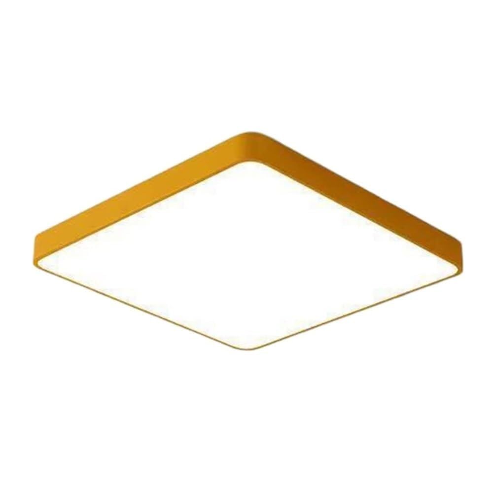 KXEcoLife Semi Flush Mount Ceiling Light Modern LED - with Acrylic Lampshade Three-Color Dimming Lighting for Bedroom Living Room Dining Room(Yellow Square-50cm)