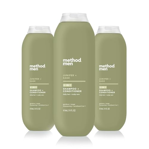 method men 2-in-1 Shampoo and Conditioner, Juniper + Sage, 14 fl oz, 3 Pack