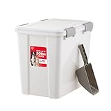 IRIS USA Stackable Dog Food Storage Container with 2 Cup Scoop, 4 Secure Latches, Fits up to 30 lbs, Pet Dry Food Bin, Gasket Seal Lid, BPA Free, Stackable, Easy Measure, White