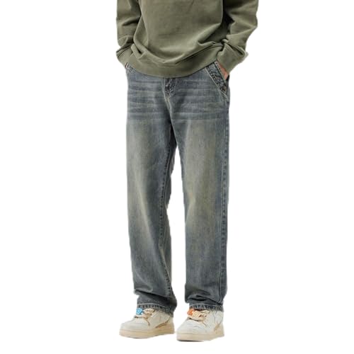 Jeans Pants Trousers Denim Street Washed Retro Men's Loose Classic Trendy Nostalgia Floor Wide Leg